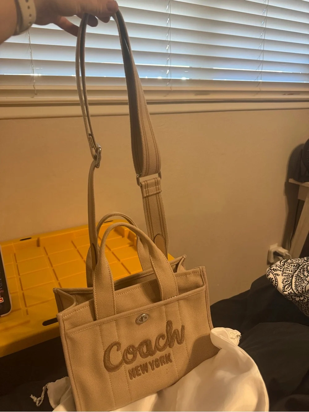 Coach Beige Canvas Mini Tote with Embroidered Logo